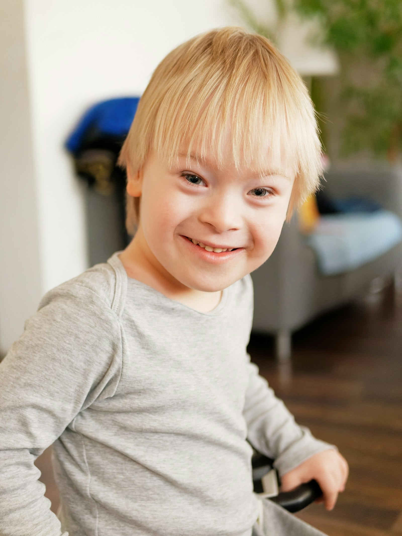 Smiling young boy at home